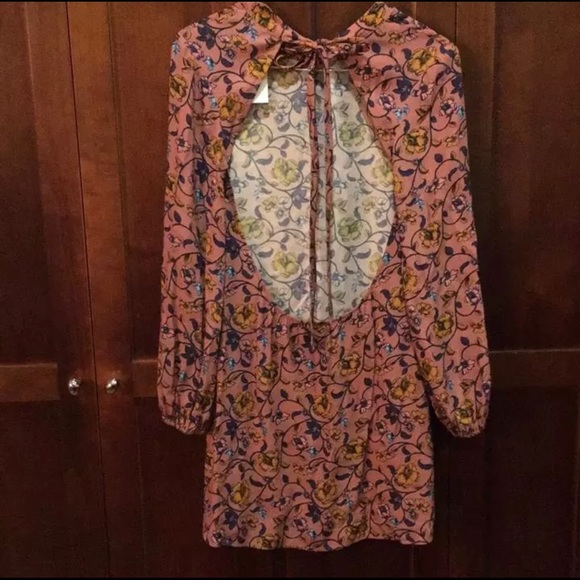 🌸 For Love & Lemons Mauve Floral Open Back Shift Dress – Size M – NWT Boho Chic - Picture 7 of 8